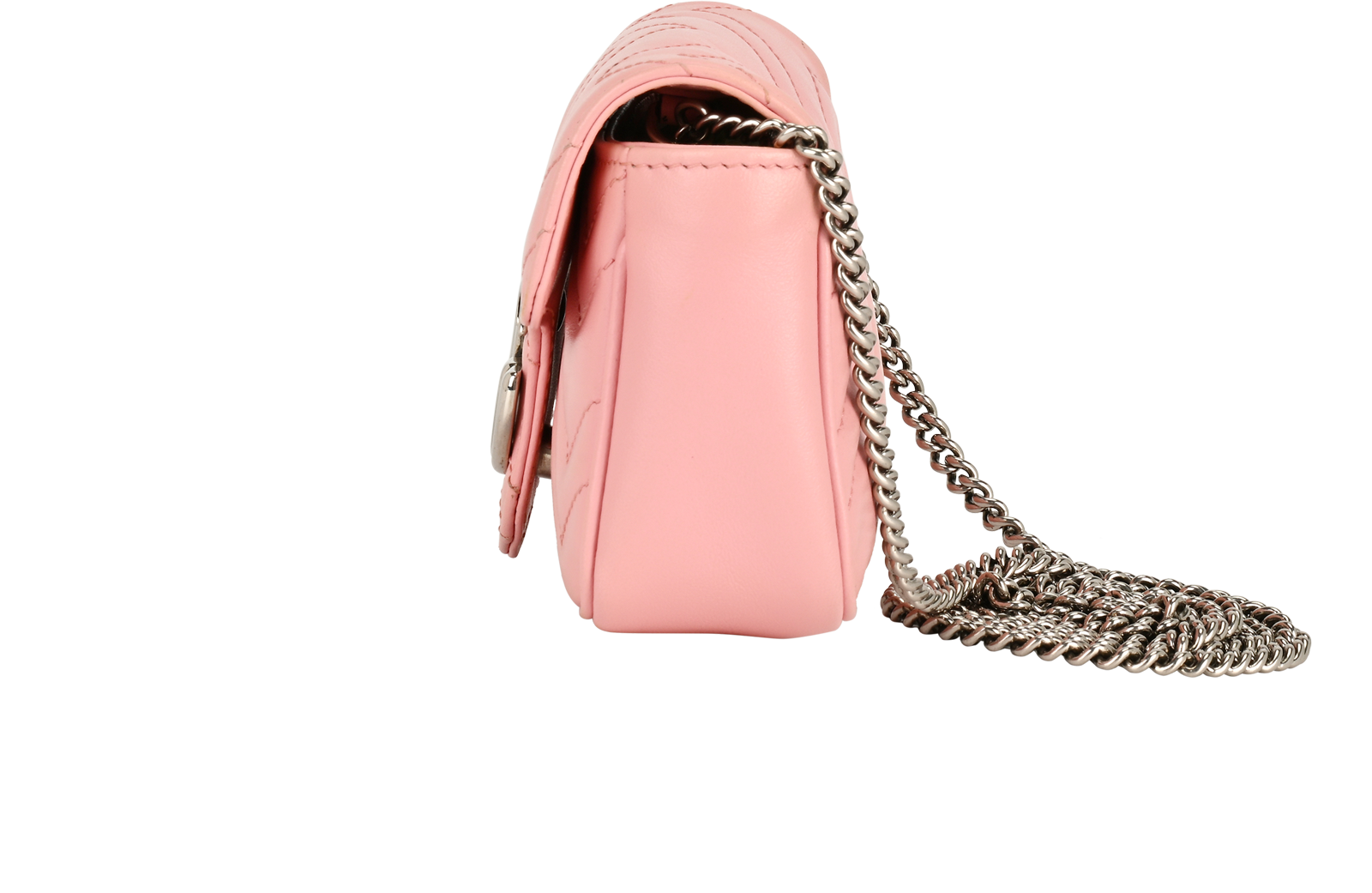 Mini GG Marmont Shoulder Bag, &pound;590, Handbags, Pink, Leather, Bottom view